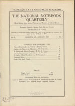 Thumbnail image for National Note-Book Quarterly - Vol. II, No. 1