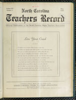 Thumbnail image for North Carolina Teachers' Record - Vol. 14, No. 3