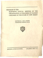 Thumbnail image for Program of the Organization of Teachers of Colored Children of the State of New Jersey - Eleventh Annual Meeting