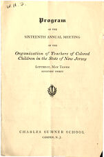 Thumbnail image for Program of the Organization of Teachers of Colored Children of the State of New Jersey - Sixteenth Annual Meeting