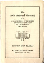 Thumbnail image for Program of the Organization of Teachers of Colored Children of the State of New Jersey - Nineteenth Annual Meeting