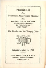 Thumbnail image for Program of the Organization of Teachers of Colored Children of the State of New Jersey - Twentieth Anniversary Meeting