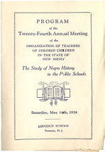 Thumbnail image for Program of the Organization of Teachers of Colored Children of the State of New Jersey - Twenty-Fourth Annual Meeting