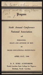 Thumbnail image for Program of National Association of Personnel Deans and Advisers of Men in Negro Educational Institutions - Sixth Annual Conference